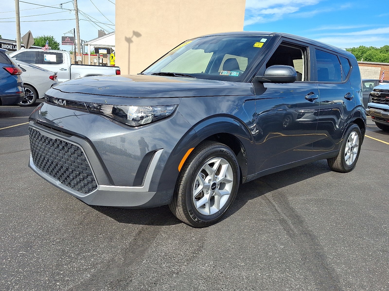 2025 Kia Soul LX FWD in Gray — front three-quarter view
