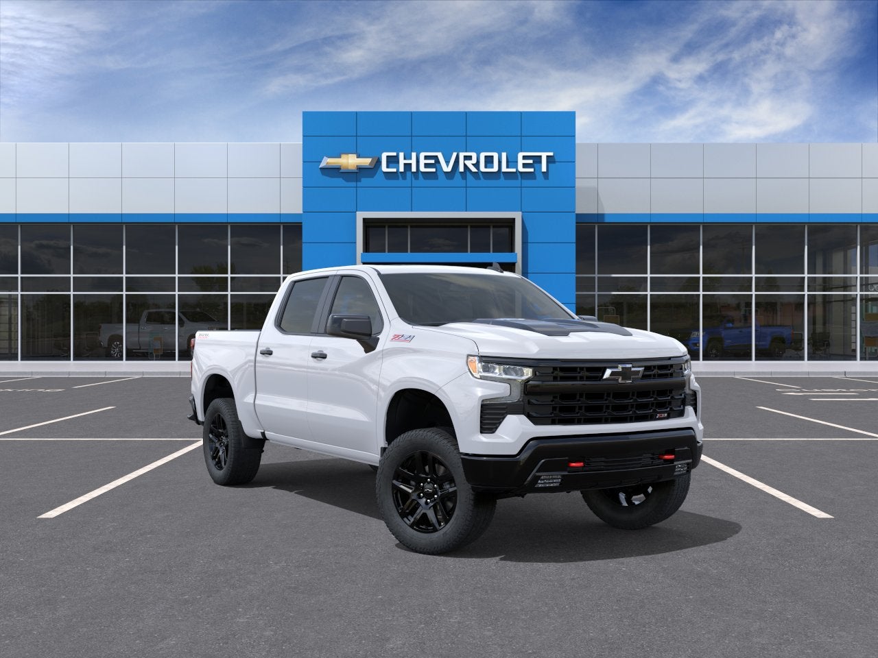 2026 Chevrolet Silverado 1500 LT Trail Boss 4WD in Summit White — front three-quarter view