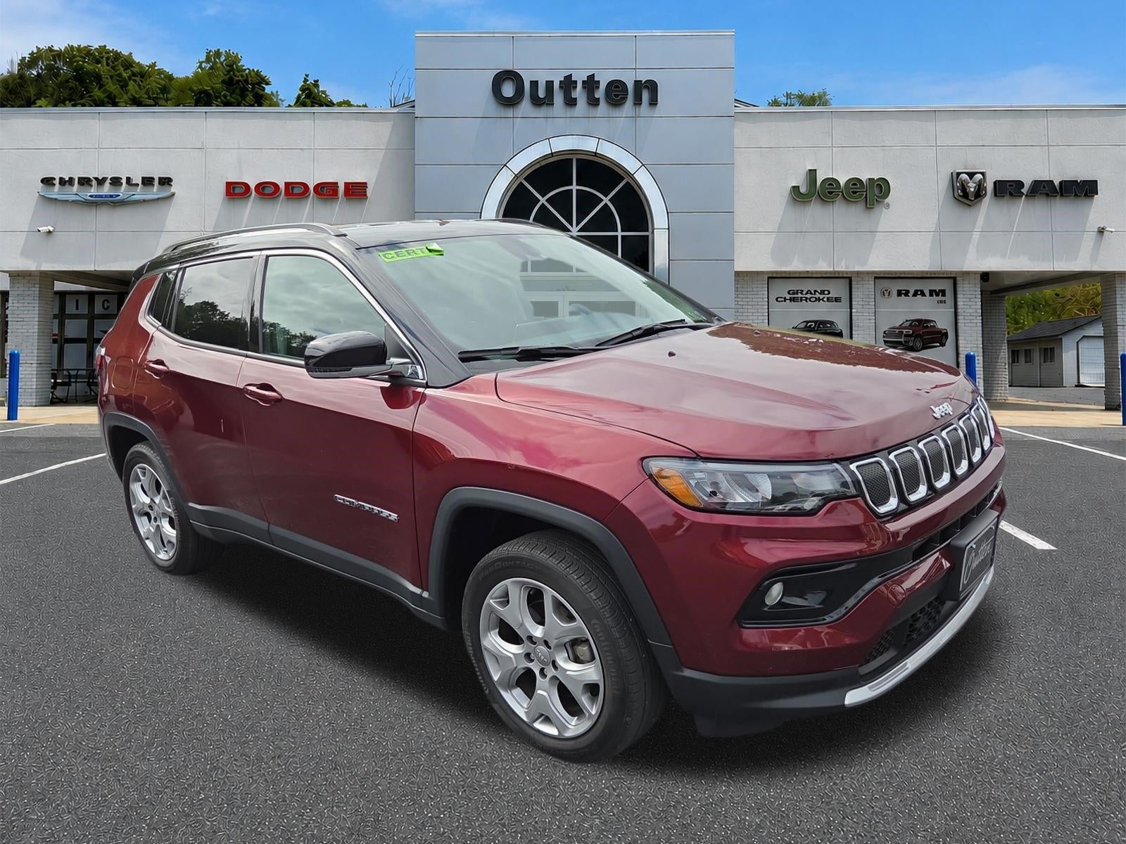 2022 Jeep Compass Limited 4x4 in Velvet Red Pearlcoat — front three-quarter view