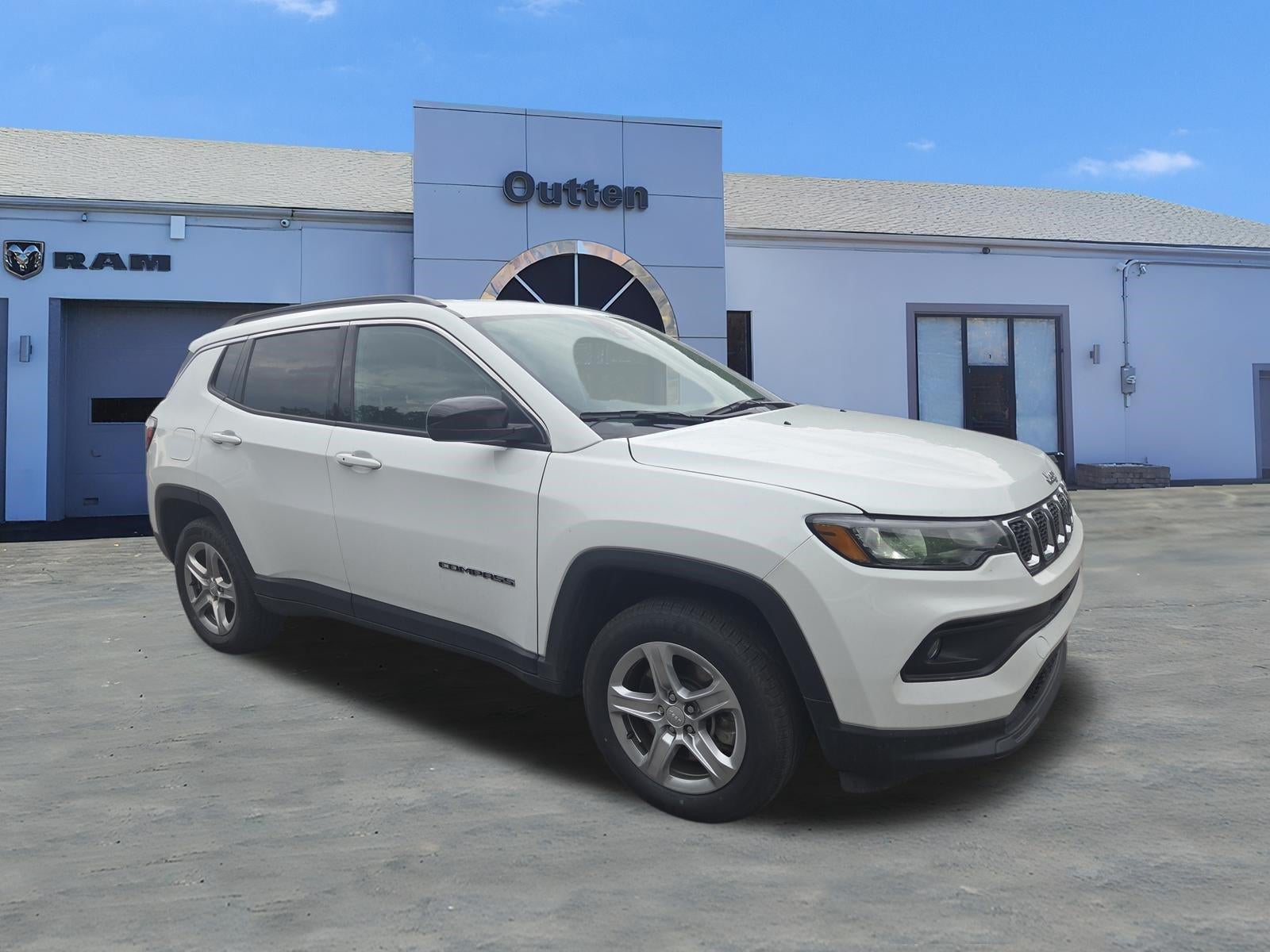 2024 Jeep Compass Latitude 4x4 in Bright White Clearcoat — front three-quarter view