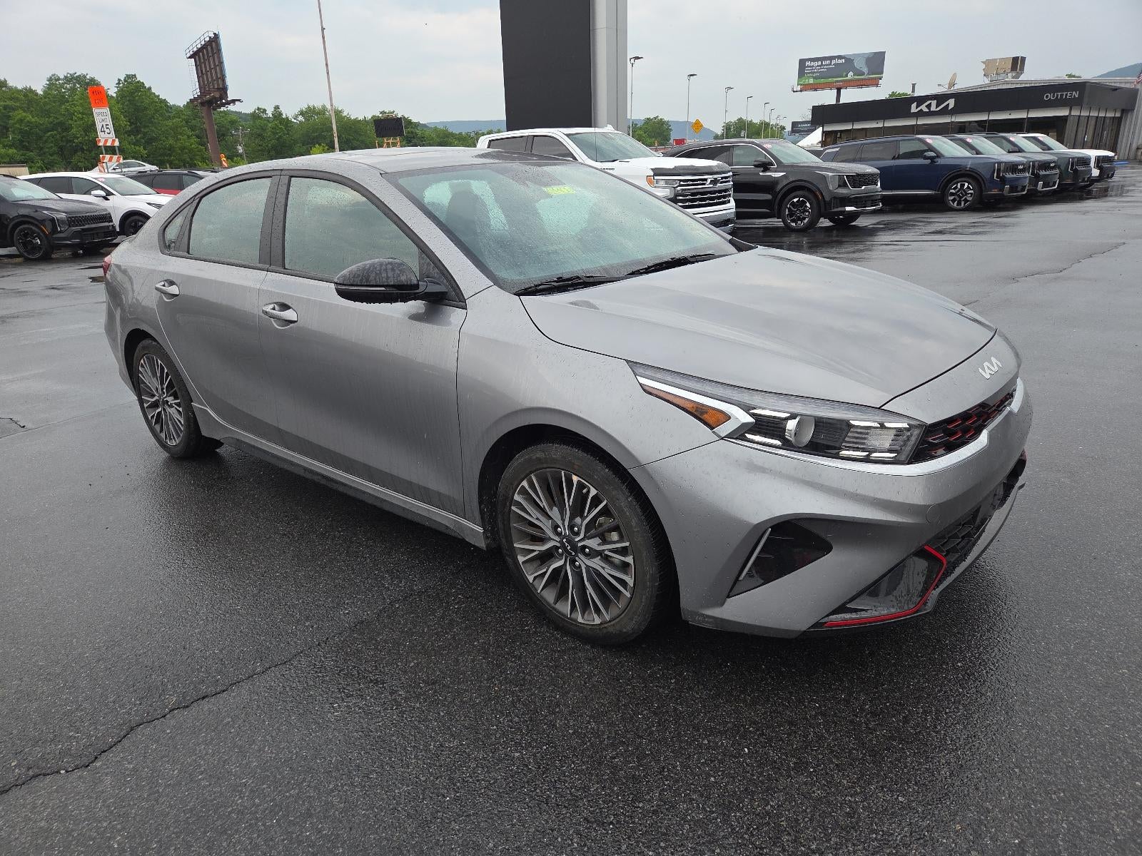 2023 Kia Forte GT-Line IVT in Steel Gray — front three-quarter view
